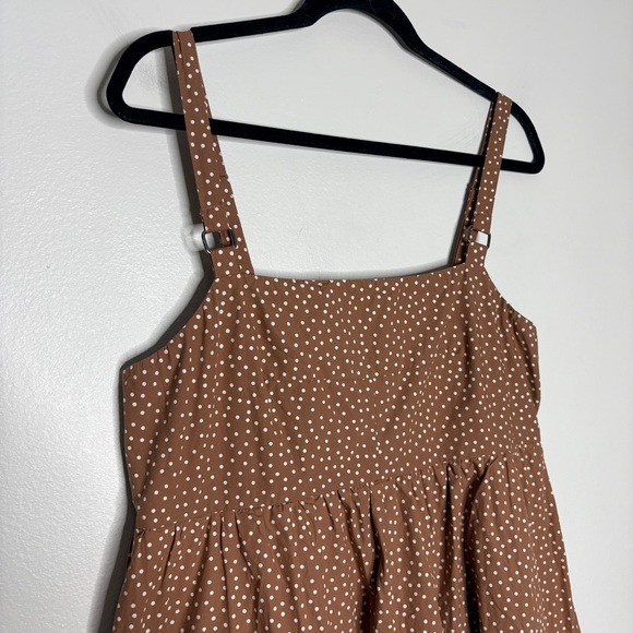 Anthropologie Maeve Sleeveless Square Neck Babydoll Romper Cotton Brown Size L - Picture 6 of 11